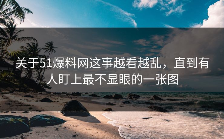 关于51爆料网这事越看越乱，直到有人盯上最不显眼的一张图