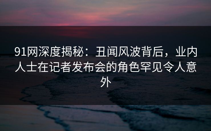 91网深度揭秘：丑闻风波背后，业内人士在记者发布会的角色罕见令人意外