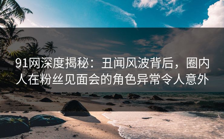 91网深度揭秘：丑闻风波背后，圈内人在粉丝见面会的角色异常令人意外