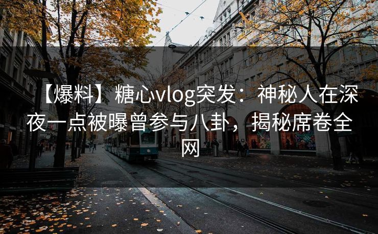 【爆料】糖心vlog突发：神秘人在深夜一点被曝曾参与八卦，揭秘席卷全网