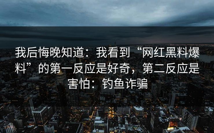 我后悔晚知道：我看到“网红黑料爆料”的第一反应是好奇，第二反应是害怕：钓鱼诈骗