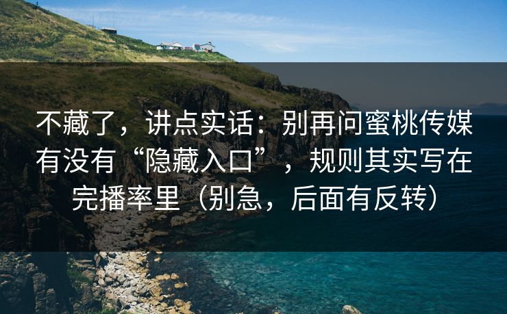 不藏了，讲点实话：别再问蜜桃传媒有没有“隐藏入口”，规则其实写在完播率里（别急，后面有反转）