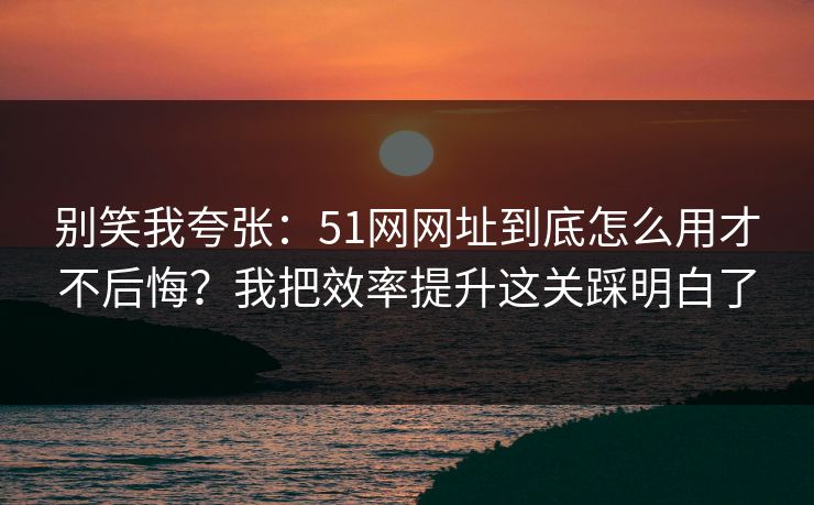别笑我夸张：51网网址到底怎么用才不后悔？我把效率提升这关踩明白了